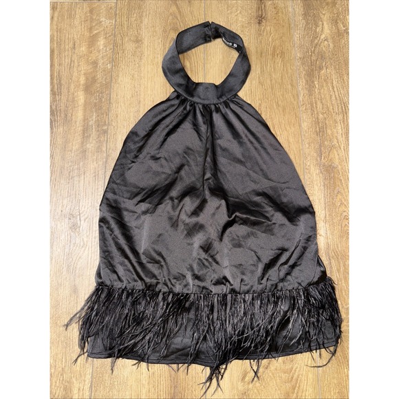 Blue B‎ Women's Black Shirt With Feathers - Picture 1 of 6